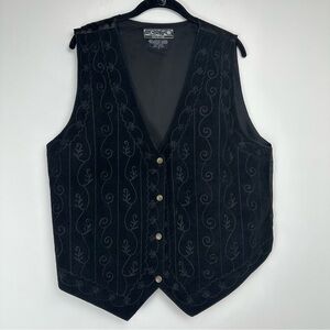 Agapo Suede Leather Vest Plus Size 1x Black Embroidered Cowboy Western Rodeo